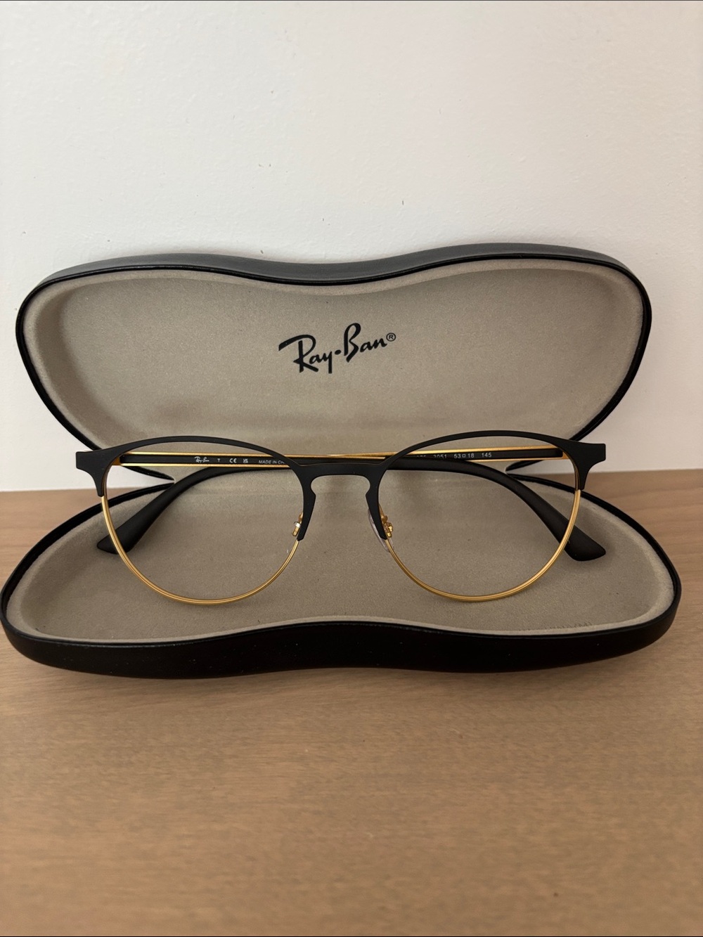 Ray-Ban Black and Gold Round Semi-rim Look Women's/Men’s/Unisex Eyeglass Frame